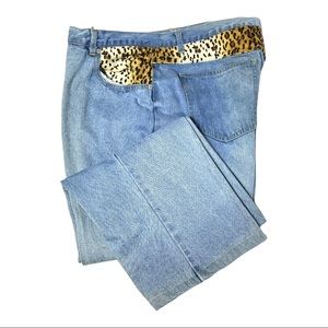 Chandra Sport Animal Print Detail Blue Denim Jeans